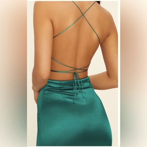 Pretty Little Things - Emerald Green High Neck Strappy Back Bodycon Dress - Picture 2 of 12